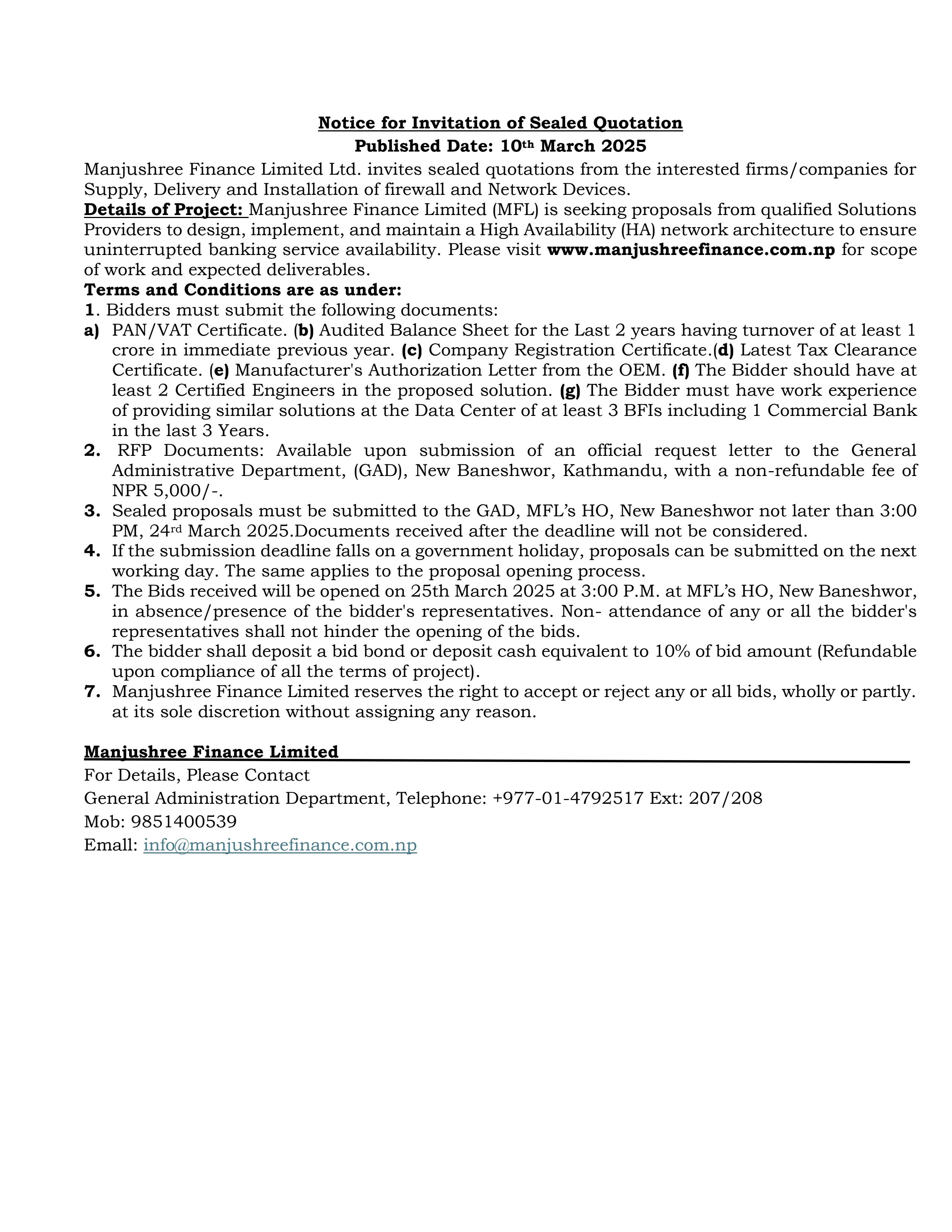 Notice for Invitation of Sealed Quotation IT Asset1